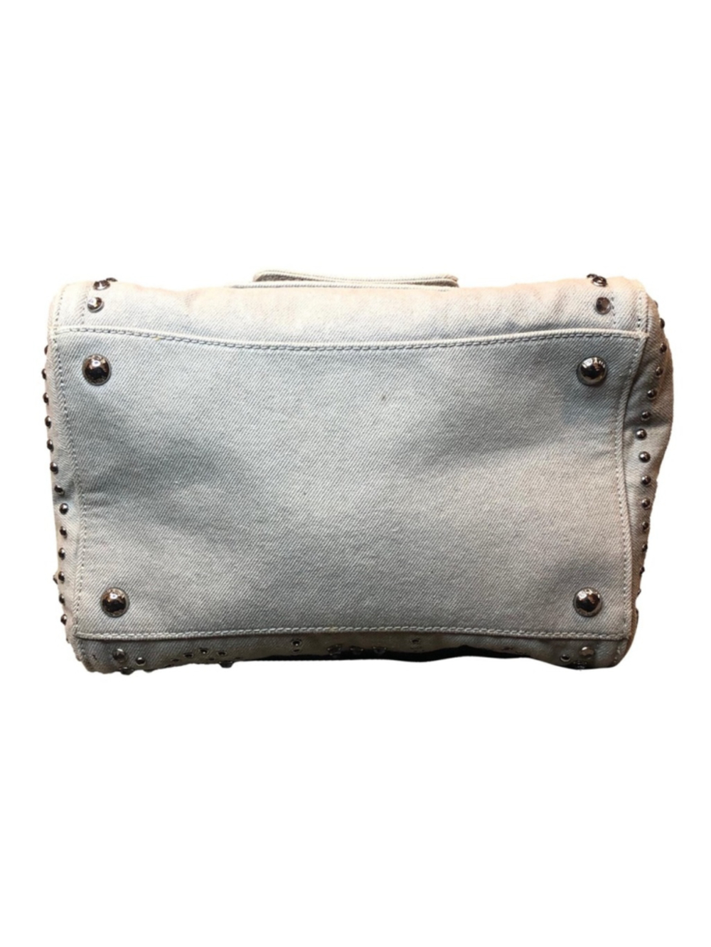 PRADA Canapa Bijoux 2-Way LT Grey Canvas Tote Bag Adorned with Crystals & Studs - Picture 12 of 17